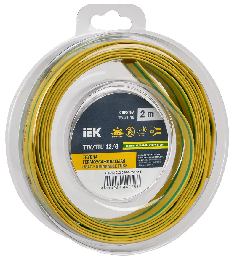 Heat shrink tubing TTU ng-LS 12/6 yellow-green (2m/pack) IEK