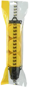 Розетка (колодка) 3-местная РБ33-1-0м с защитными крышками IP44 ОМЕГА каучук жёлтая IEK1