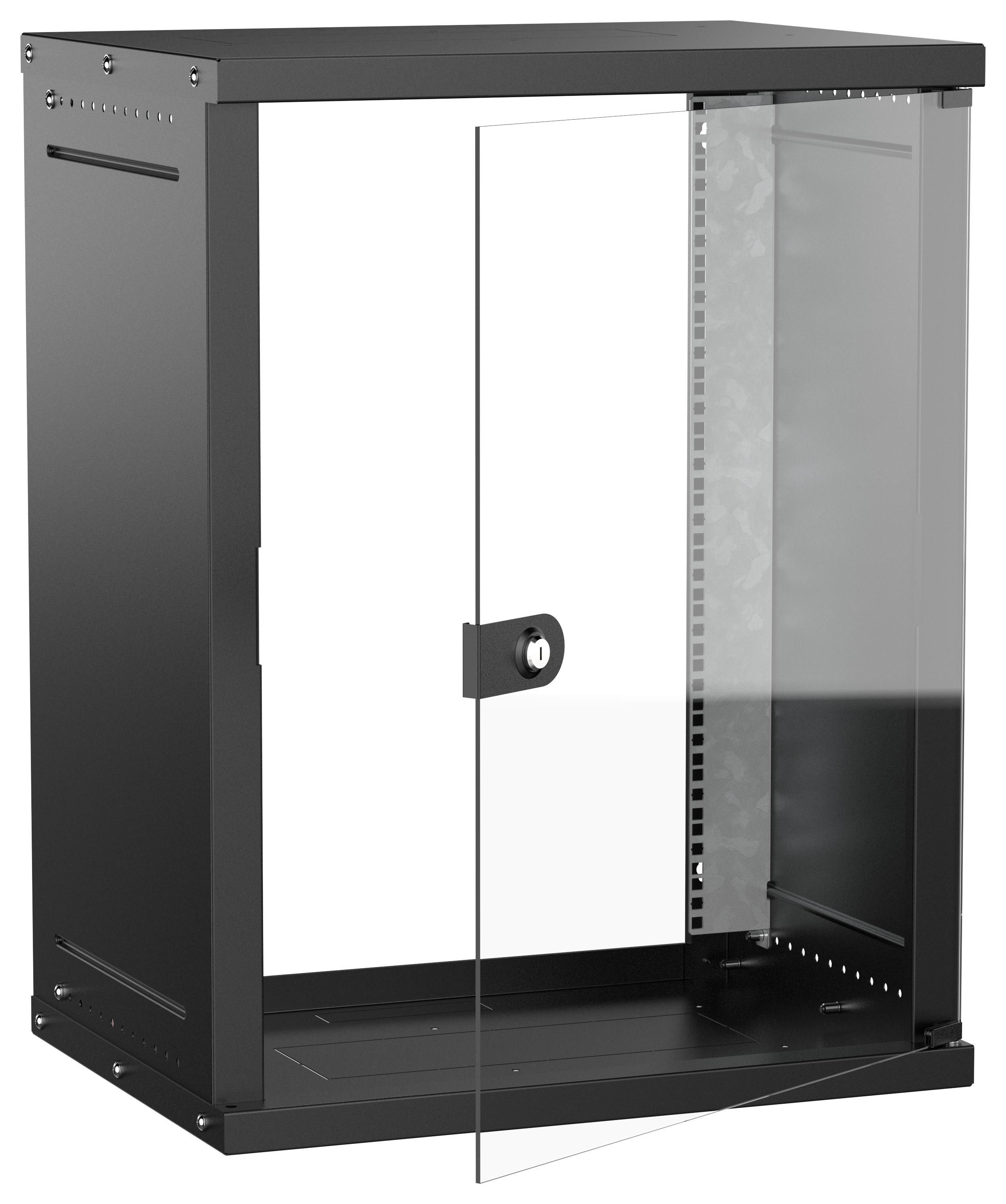 Шкаф настенный 19" 15U 600х450мм стеклянная дверь черный GENERICA (LWE5-15U64-GF-G)