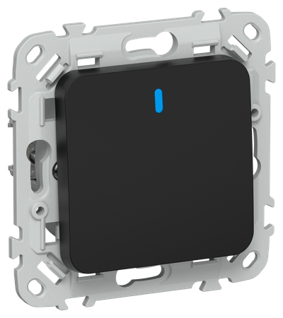 FLITE Выключатель 1-клавишный кнопочный проходной с индикацией 10А ВС61-2-1-ФлЧ черный IEK