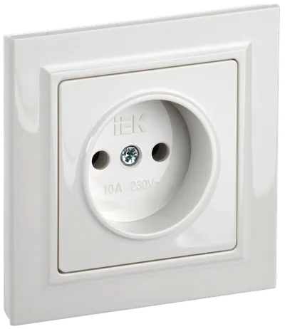 BRITE 1-gang socket without earthing without protective shutters 10A assy. РСР10-1-0-BrB white IEK