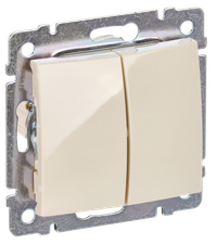 VALENA Переключатель 2-клавишный схема 6/2 10АХ безвинтовые зажимы слоновая кость