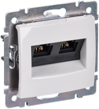 VALENA Розетка компьютерная двойная RJ45 категория 6 UTP с захватами белый