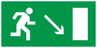 Self adhesive label 200x100 mm "Evacuation exit direction down right"