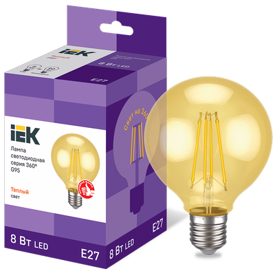 Лампа светодиодная G95 шар золото 8Вт 230В 2700К E27 серия 360° IEK