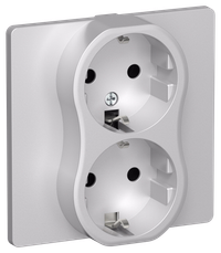 FLITE Розетка 2-местная с заземлением без защитных шторок безвинтовое крепление 16А РС12-1-К-ФлА алюминий IEK