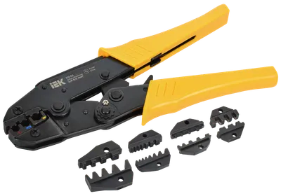 A set of crimping pliers KO-01 with replaceable dies MSK-05, MSK-08, MSK-12, MSK-15 series ARMA2L 3 are designed for crimping various types and sizes of insulated and non-insulated lugs, connectors and sleeves.