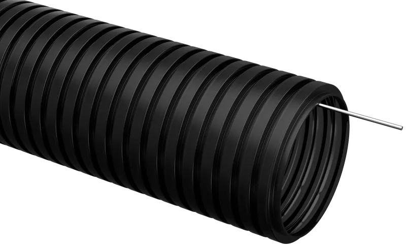 Труба гофрированная ПНД d=16мм с зондом черная (50м) IEK