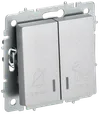 BRITE 2-gang switch with indication for hotels 10А ВС10-2-9-BrА aluminum IEK0
