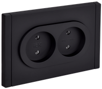 FORTE&PIANO Розетка 2-местная без заземления без защитных шторок безвинтовое крепление 10А FP126M металл черный IEK