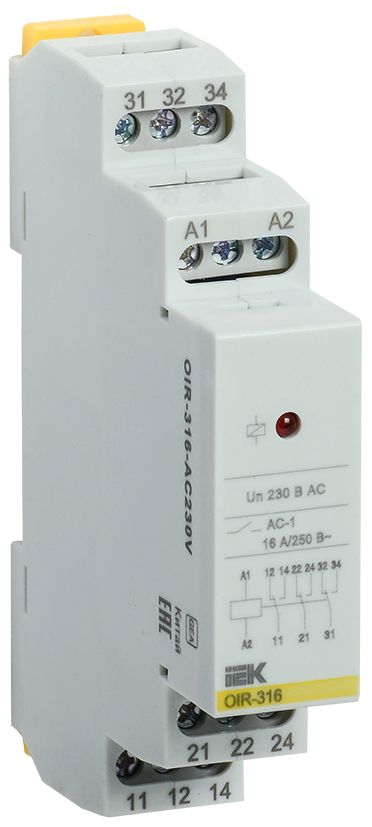 Реле промежуточное модульное OIR 3 контакта 16А 230В AC IEK (OIR-316-AC230V)