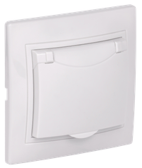 KVARTA Розетка 1-местная с заземлением с защитными шторками с крышкой 16А РСбш10-3-КБ белый GENERICA
