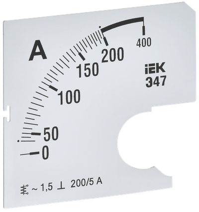 Шкала сменная для амперметра Э47 200/5А класс точности 1,5 72х72мм IEK