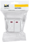 OKTAVA Выключатель 2-клавишный с индикацией для открытой установки 10А ВС20-2-1-ОБ белый IEK1