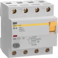 Выключатель дифференциальный (УЗО) KARAT ВД3-63 4P 80А 30мА 6кА тип AC IEK