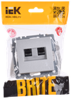 BRITE Розетка компьютерная двойная RJ45 кат.5E РК10-2-БрА алюминий IEK1