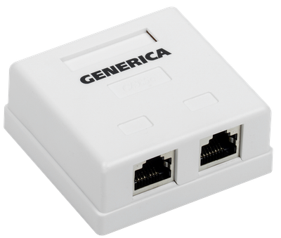 Розетка информационная настенная RJ45 кат. 5Е FTP 2 порта GENERICA