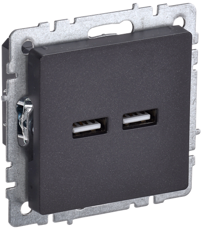 BRITE Розетка USB A+A 5В 3,1А РЮ10-1-БрЧ черный IEK