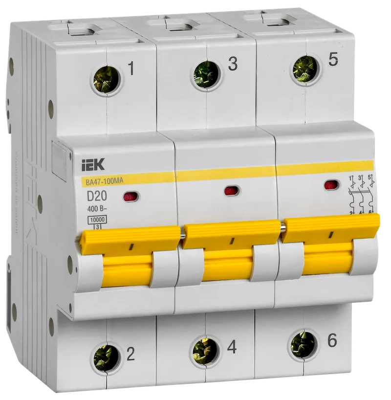 Circuit breaker BA47-100MA without thermal release 3P 20A 10kA D IEK
