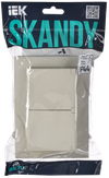 SKANDY Розетка 2-местная и крышкой 16А в сборе IP44 SK-R12B бежевый IEK1