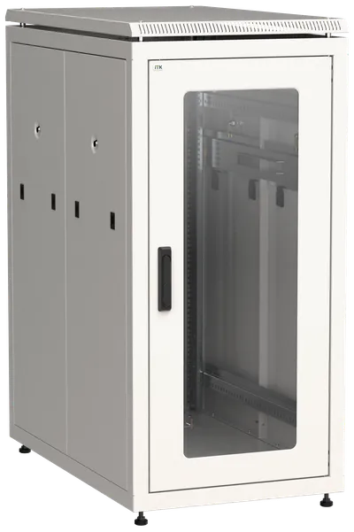 ITK LINEA N Шкаф напольный сетевой 19" 28U 800х1000мм стеклянная передняя дверь задняя металлическая серый