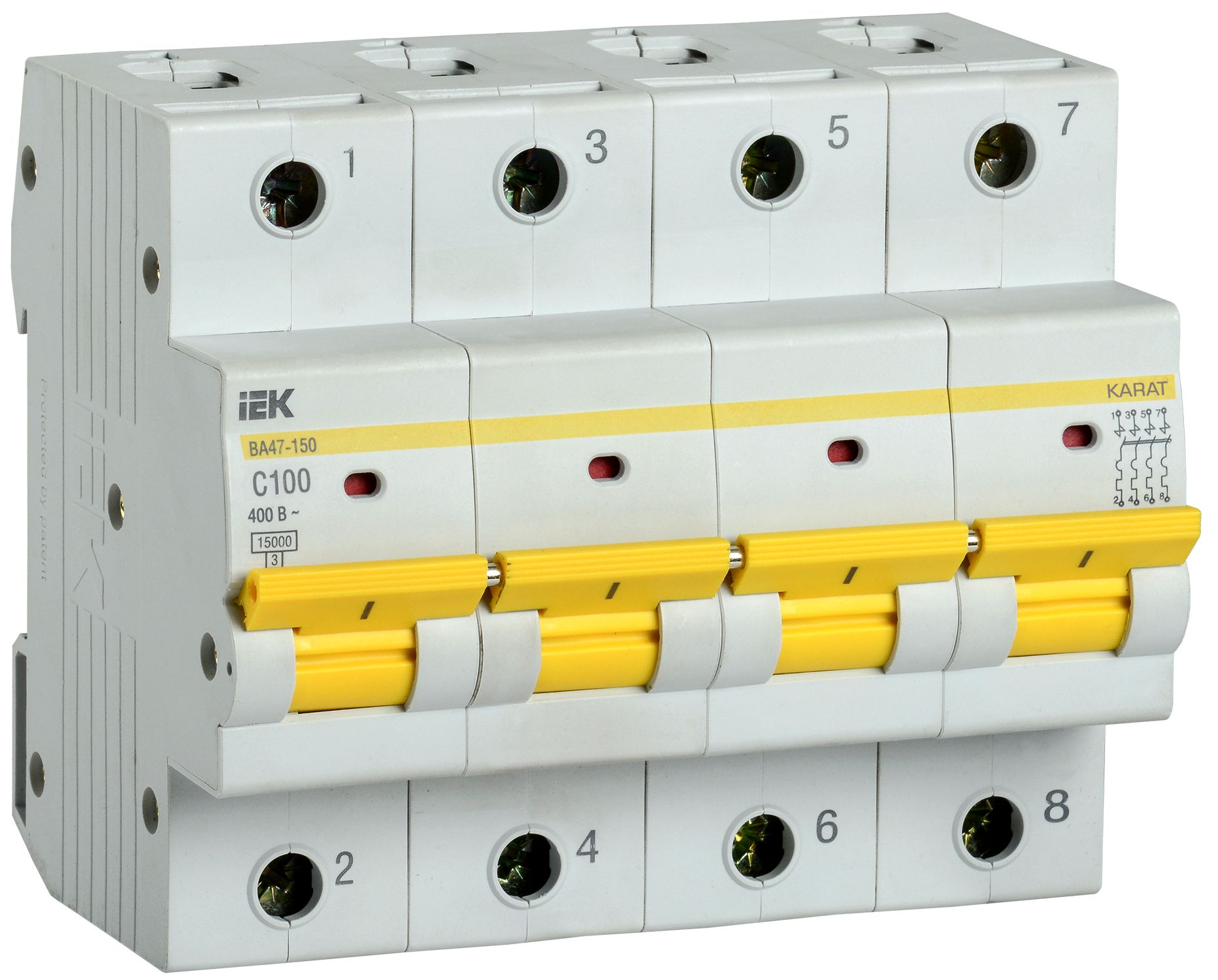 KARAT Автоматический выключатель ВА47-150 4P C 100А 15кА IEK (MVA50-4-100-C)