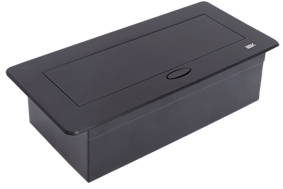 PRIMER Блок розеточный с выдвижной крышкой на 6 модулей черный IEK