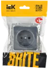 BRITE Single socket without earthing with protective shutters 10A RSsh10-2-BrM marengo IEK1
