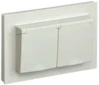 BRITE Double socket with ground with shutters and cover 16A with frame IP44 PCsh12-3-44-BrKr beige IEK