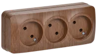 RS23-2-XD Triple socket without grounding contact 16A with opening installation GLORY (oak) IEK