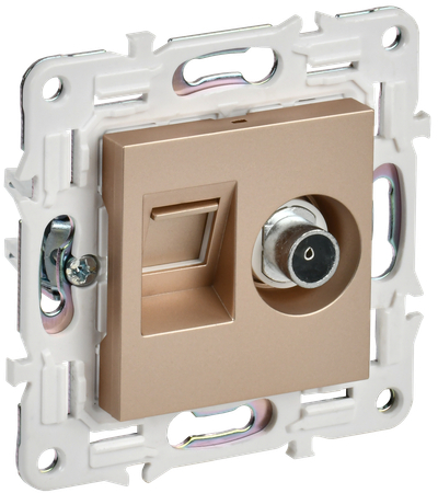 SKANDY Розетка двойная TV+RJ45 кат.6 SK-A15Sa песочный IEK