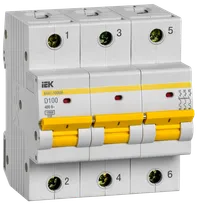 Miniature circuit breaker VA47-100MA without thermal releaser 3P 100A 10kA D IEK