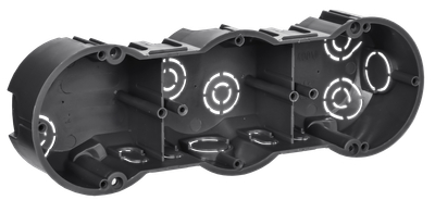 Коробка установочная КМ40009 трехместная для твердых стен безгалогенная (HF) 212х70х45мм с саморезами IEK