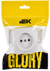 GLORY Розетка 1-местная для открытой установки без заземления без защитных шторок 10А РС20-2-ХБм белый матовый IEK1