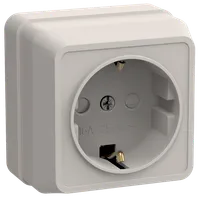 OKTAVA Single-gang socket with grounding with protective shutters for open installation 16A RSsh20-3-OKm cream IEK