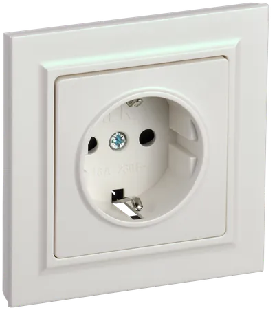 BRITE 1-gang earthed socket with protective shutters 16A, complete PCP14-1-0-BrZh pearl IEK