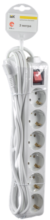 Удлинитель У06К 6 мест с заземлением 3м 3х1мм2 16А/250 IEK1