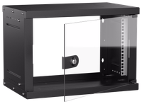 Шкаф настенный 19" 6U 550х350мм стеклянная дверь черный GENERICA