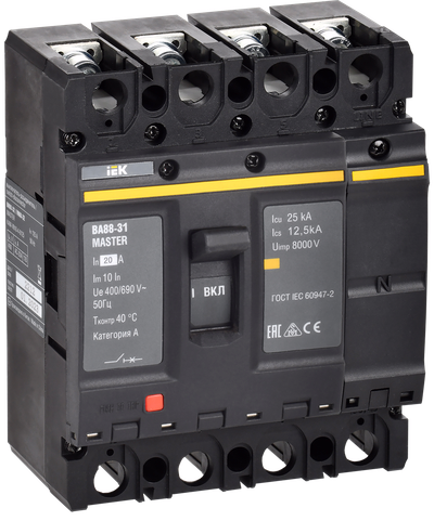 Выключатель автоматический ВА88-31 4P 20А 25кА MASTER IEK