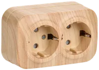 RSSh22-3-XC Double socket with grounding contact with protective shutter 16A open installation GLORY (pine) IEK