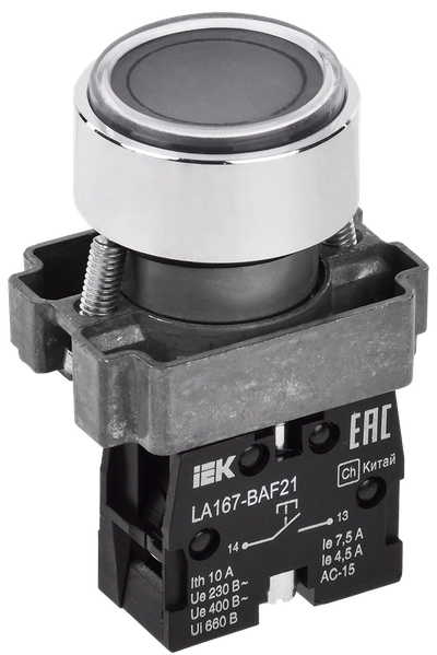 Кнопка управления LA167-BAF21 d=22мм 1NO черная IEK