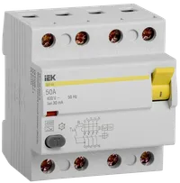 Выключатель дифференциальный (УЗО) ВД1-63 4Р 50А 30мА тип А IEK
