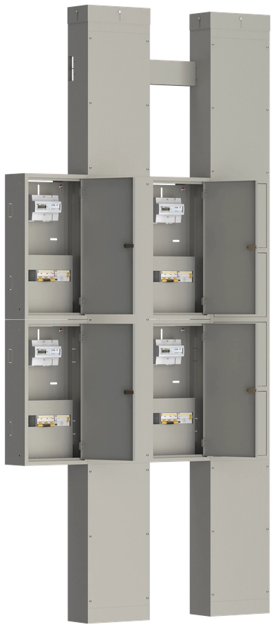 Устройство этажное распределительное УЭРМ-43 на четыре квартиры с трехфазным вводом с характеристикой D в каждую квартиру IEK