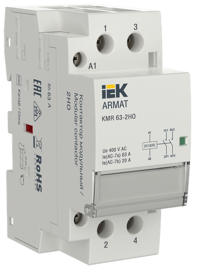 ARMAT Контактор модульный KMR 63А 24В AC/DC 2НО IEK