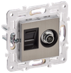 SKANDY Розетка двойная TV+RJ45 кат.6 SK-A15N металл никель IEK0