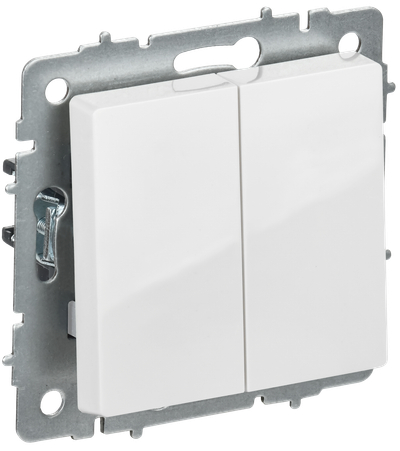 BRITE Выключатель 2-клавишный 10А безвинтовое крепление ВС11-2-0-БрБ белый IEK