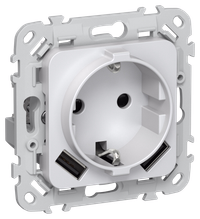 FLITE Розетка 1-местная с заземлением с защитными шторками 16А с USB A+A 3,1А безвинтовое крепление РСЮша11-1-ФлЖ жемчуг IEK