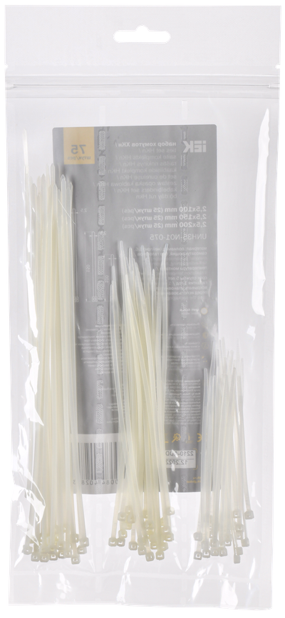 Set of clamps 2.5x100; 2.5x150; 2.5x200 white (75pcs/pack) IEK
