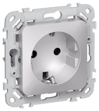 FLITE Розетка с заземлением без защитных шторок безвинтовое крепление 16А РС11-1-ФлА алюминий IEK