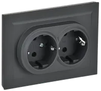 BRITE Double socket with ground with shutters 16A with frame PCsh12-3-BrG graphite IEK